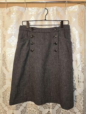 H&M Charcoal Gray A-Line Skirt with Button Front Detail